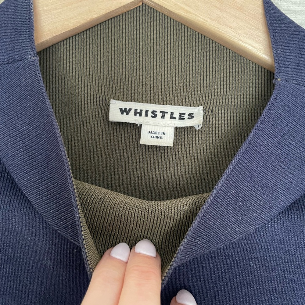 Whistles Navy Top with Olive Trim - Picture 3 of 6